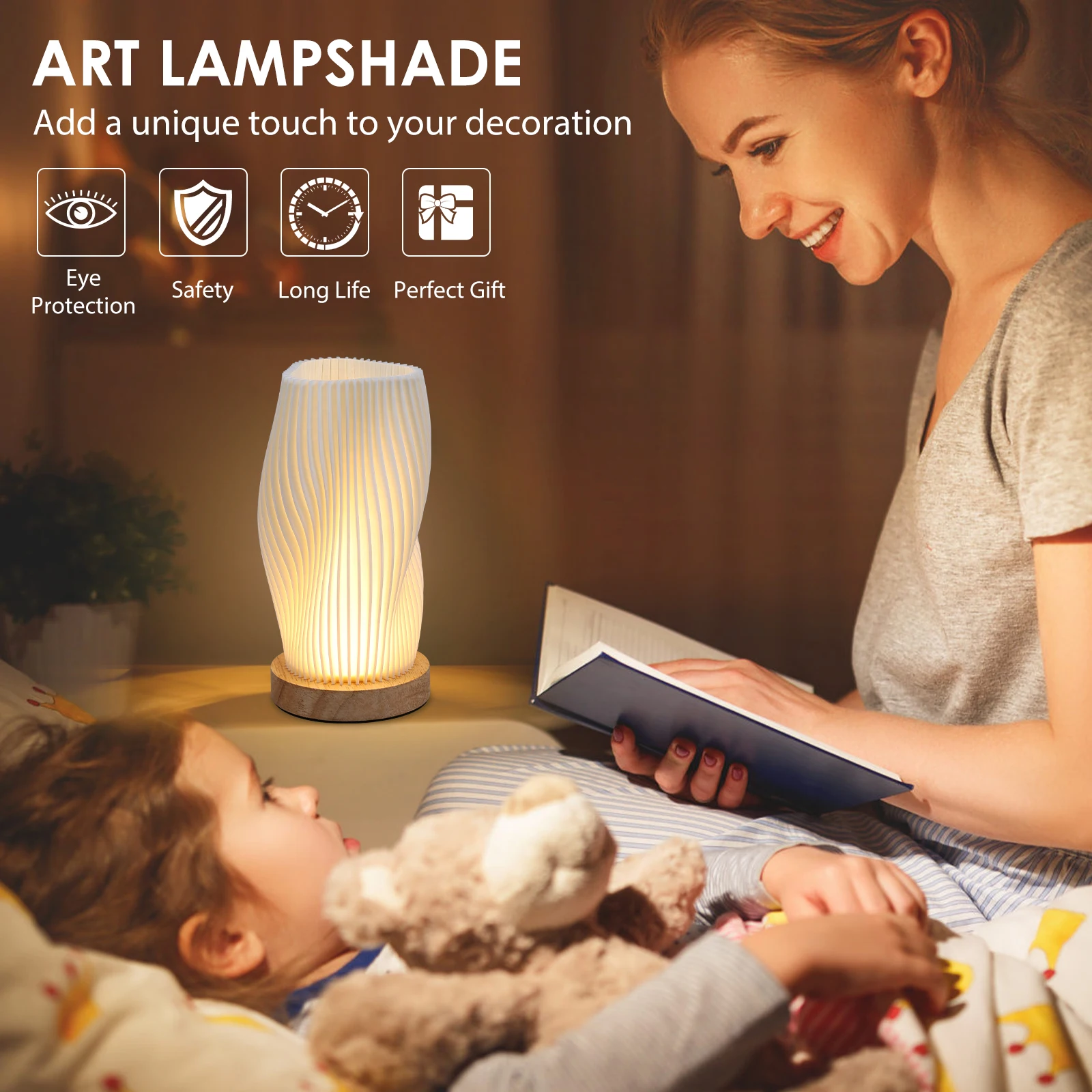 USB LED 3D 플리츠 테이블 데스크 램프 조명 디밍 가능 침실용 현대적인 홈 데코 램프, 침실 분위기 조명, 소형 매장용 야간 조명