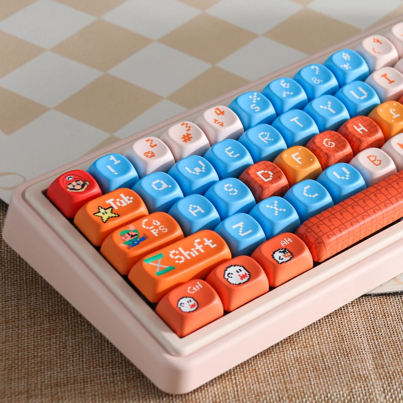 

130keys Gaming Keycaps Moa Profile Pbt Square Key Cap Dye Sublimation For Mx Cartoon Mechanical Keyboard Keycap Keyboards