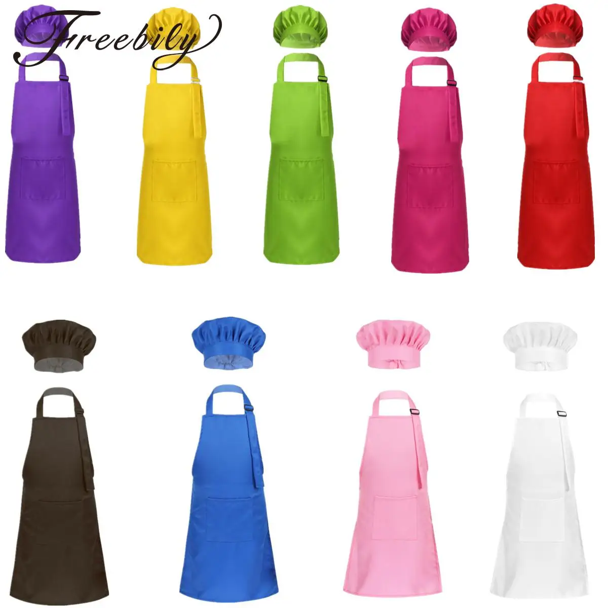 

Kids Apron and Chef Hat Set Chef Dress Up Restaurant Kitchen Cooking Baking Painting Bib Apron Boys Girls Halloween Costume