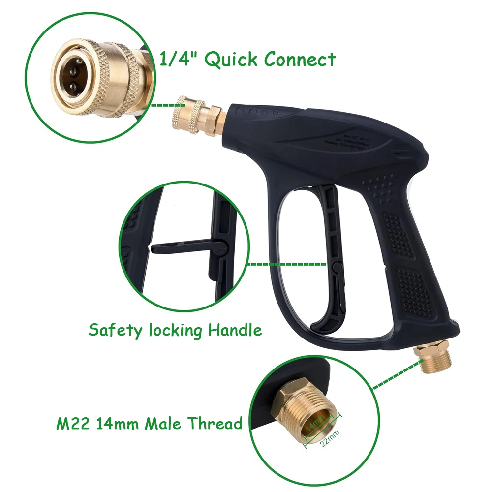 High Pressure Washer Cleaner Water Gun 1/4" Quick with Foam Cannon For Karcher Parkside Lavor Bosch Car Cleaning