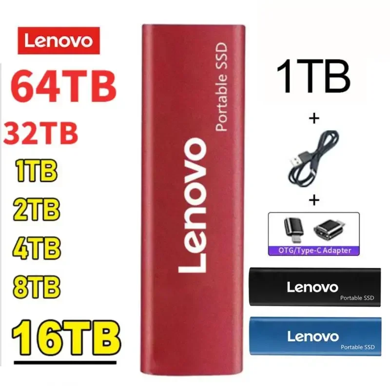 레노버 휴대용 고속 모바일 솔리드 스테이트 드라이브, 500GB SSD 모바일 하드 드라이브, 노트북 및 맥용 외장 스토리지 장치, 1TB