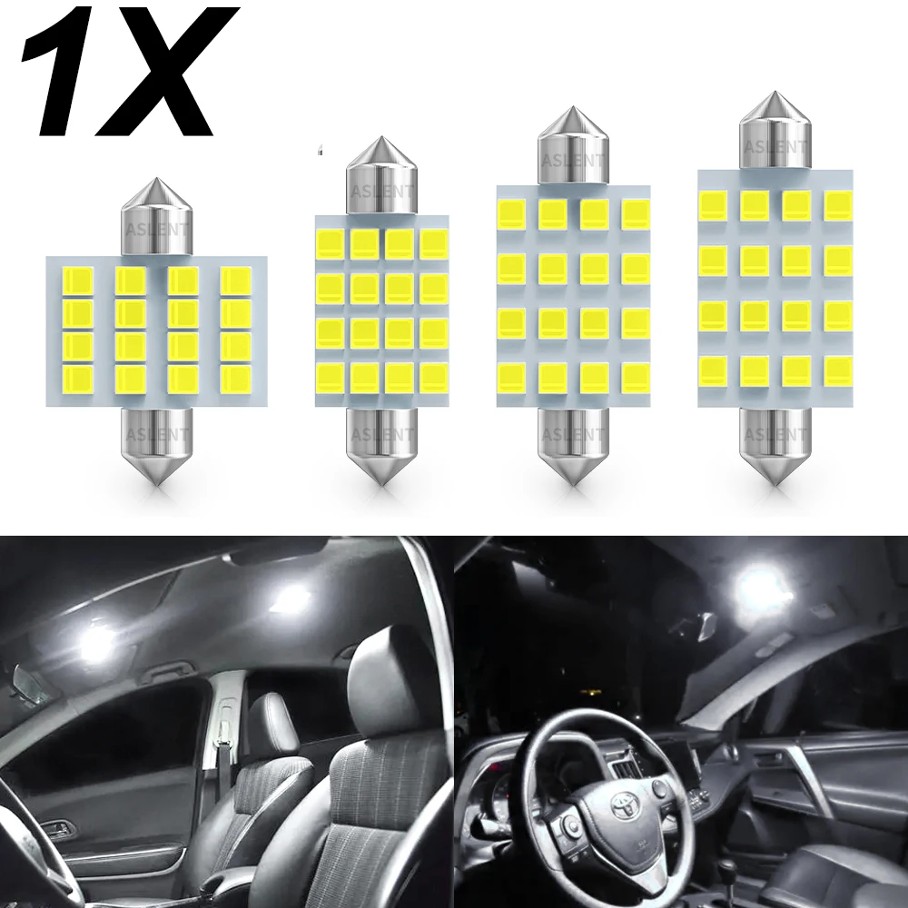 

1x Car Interior Light White 31mm 36mm 39mm 41mm Car Festoon C5W C10W 2835 16LED CANBUS Auto Interior Dome Lamp Reading Bulb