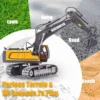 1/20 Remote Control Excavator 11 Channel RC Excavator Truck Toys 2.4Ghz Construction Vehicles with Metal Shovel Rotation for Kid 5