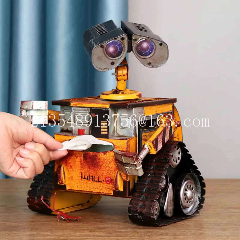 WALL-E Wall-E 로봇 모델 금속 서랍 상자, 빈티지 크리에이티브 거실 티슈 박스, 다리미 장식 선물