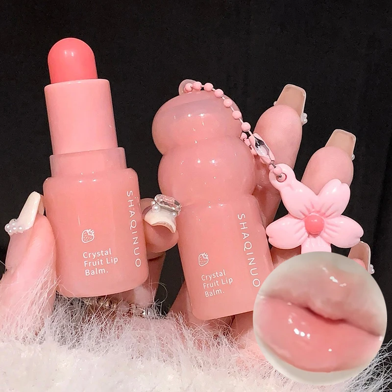 Crystal Fruit Moisturizing Lip Balm Transparent Jelly Mirror Lip Mask Stick Clear Plumping Change Color Lipstick Korean Lip Care