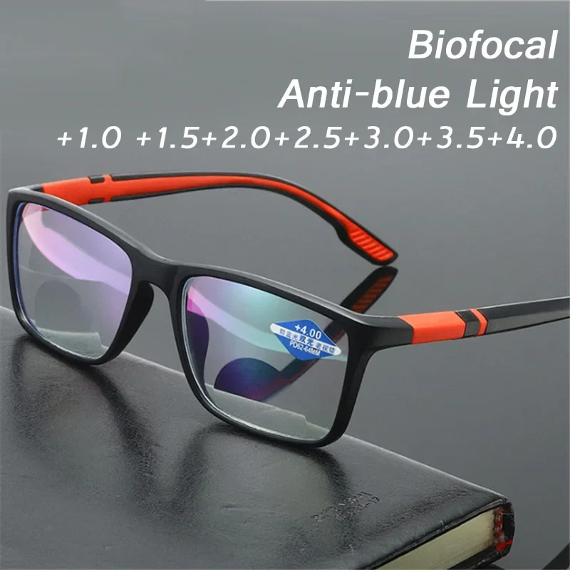 

Anti Blue Light Bifocal Reading Glasses Women Men Vintage TR90 Presbyopia Eyeglasses Near far Hyperopia Eyewear +1.0 To +4.0