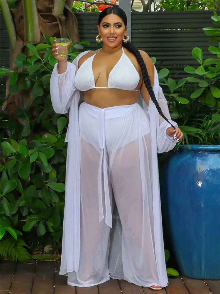 Wmstar Plus Size Two Piece Sets Women Clothing Mess Bra Top and Pants Wide Leg New In Matching Set Wholesale Dropshopping 2023