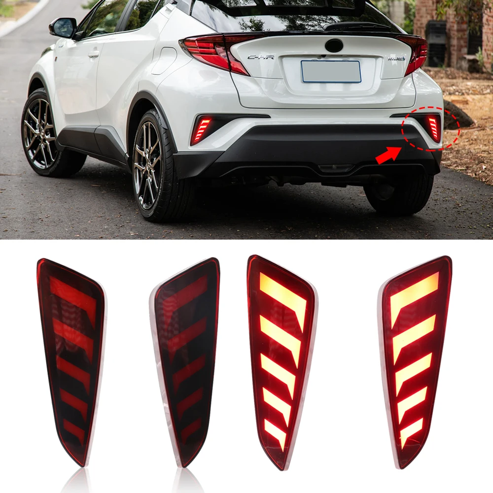 

OKEEN 2Pcs LED Rear Bumper Reflector Light For Toyota C-HR 2016-2021 Flash Driving Lamp Car Accessory Brake Signal Taillights