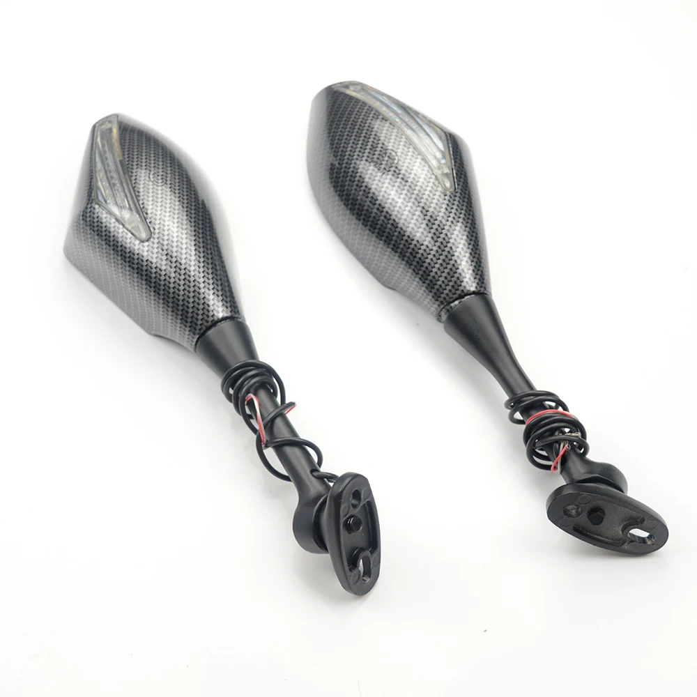 

motorcycle accessories carbon fiber custom LED turn signal side rearview mirrors motorbike back mirrors