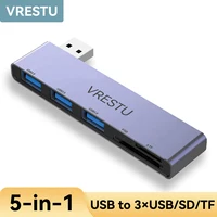 5 in 1 USB HUB High Speed USB 3.0 OTG Splitter Card Reader Multiport with SD TF Ports Computer Accessories USB Micro SD Adapter 1