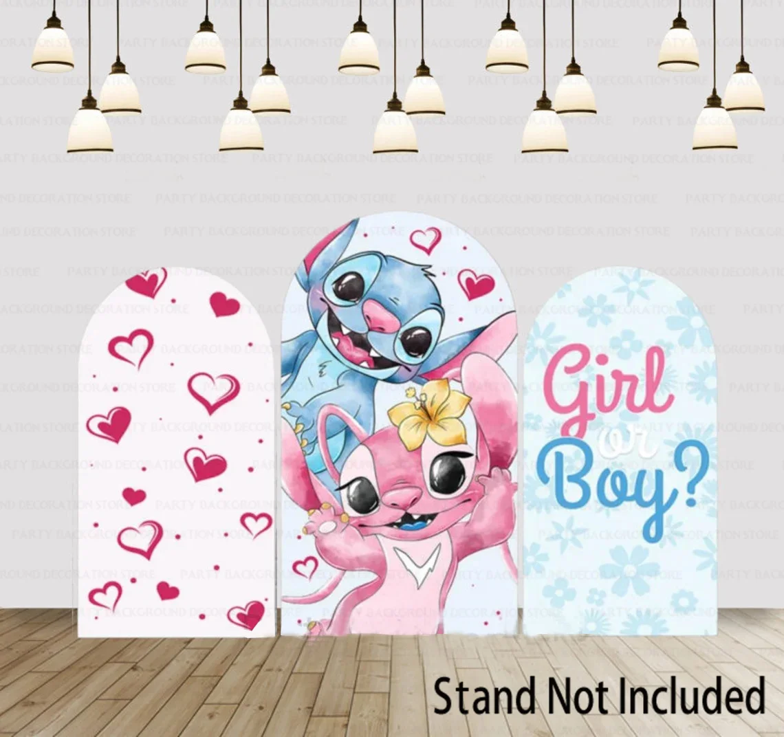 

Disney Cartoon Custom Lilo and Stitch Arch Backdrop Cover Boy or Girl Sex Gender Party Wall Decoration Background Banner Covers