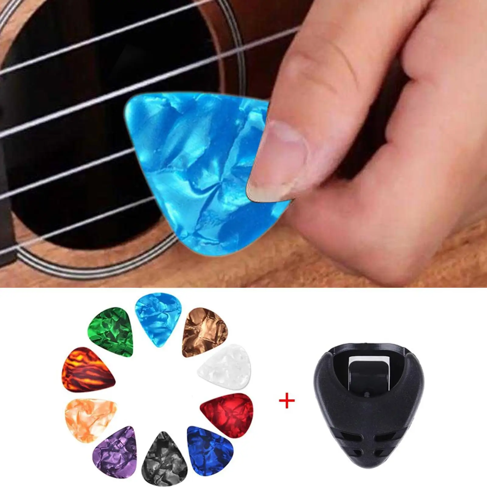 Vibrant Guitar Pick & Holder Set for Music Enthusiasts - 10-Piece Collection