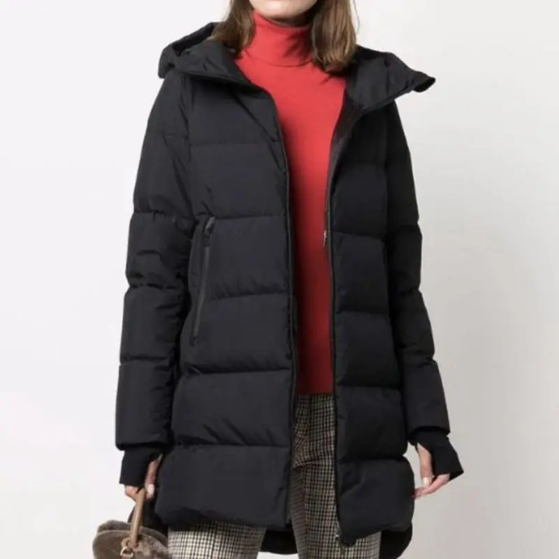 

Women's down jacket Autumn and winter new style super warm fashion casual solid color zipper hooded down jacket Winter warm coat