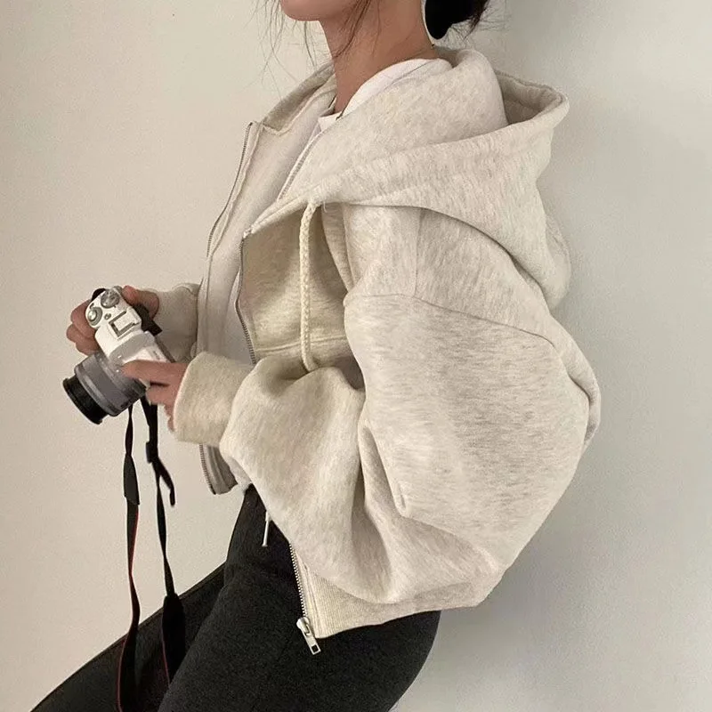 Autumn Winter Hooded Hoodies Women Casual Streetwear Zip