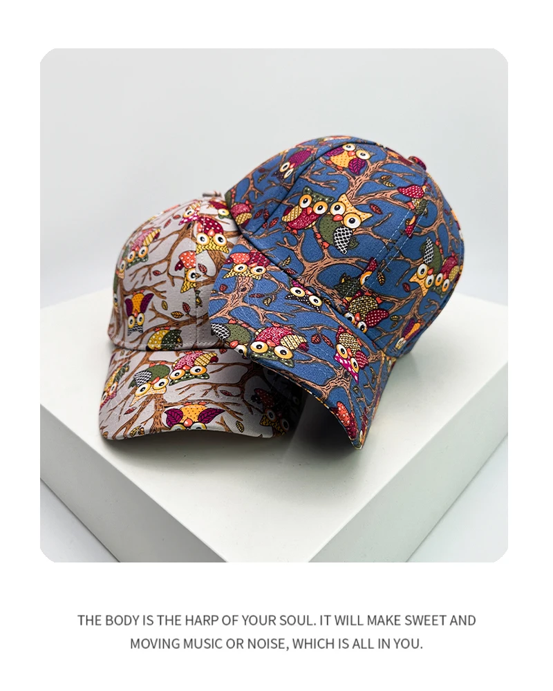 Neue Unisex Britischen Stil Gedruckt Eule Baseball Hüte Atmungsaktive Sonnenschirm Persönliche Vielseitige Straße Snapback Caps Casual Mode – Detail 6