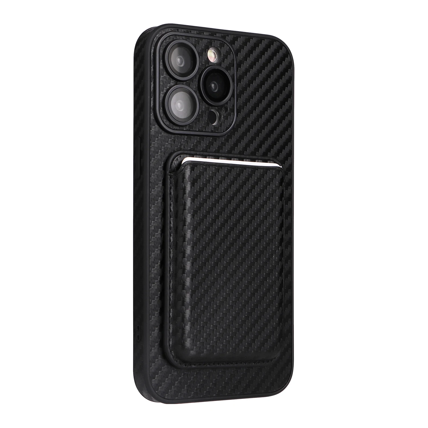 2-in-1 High-end Carbon Fiber Leather Magnetic Phone Case for Iphone 13 14 15 Pro Max Lens Protection Film Strong MagSafe Cover