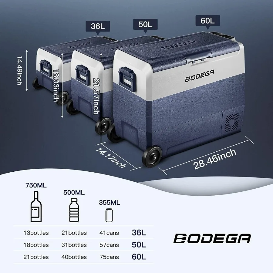 12 Volt Portable Car Refrigerator with APP Control for Outdoor Camping and Road Trip 53 Quart RV Fridge with Electric Compresso
