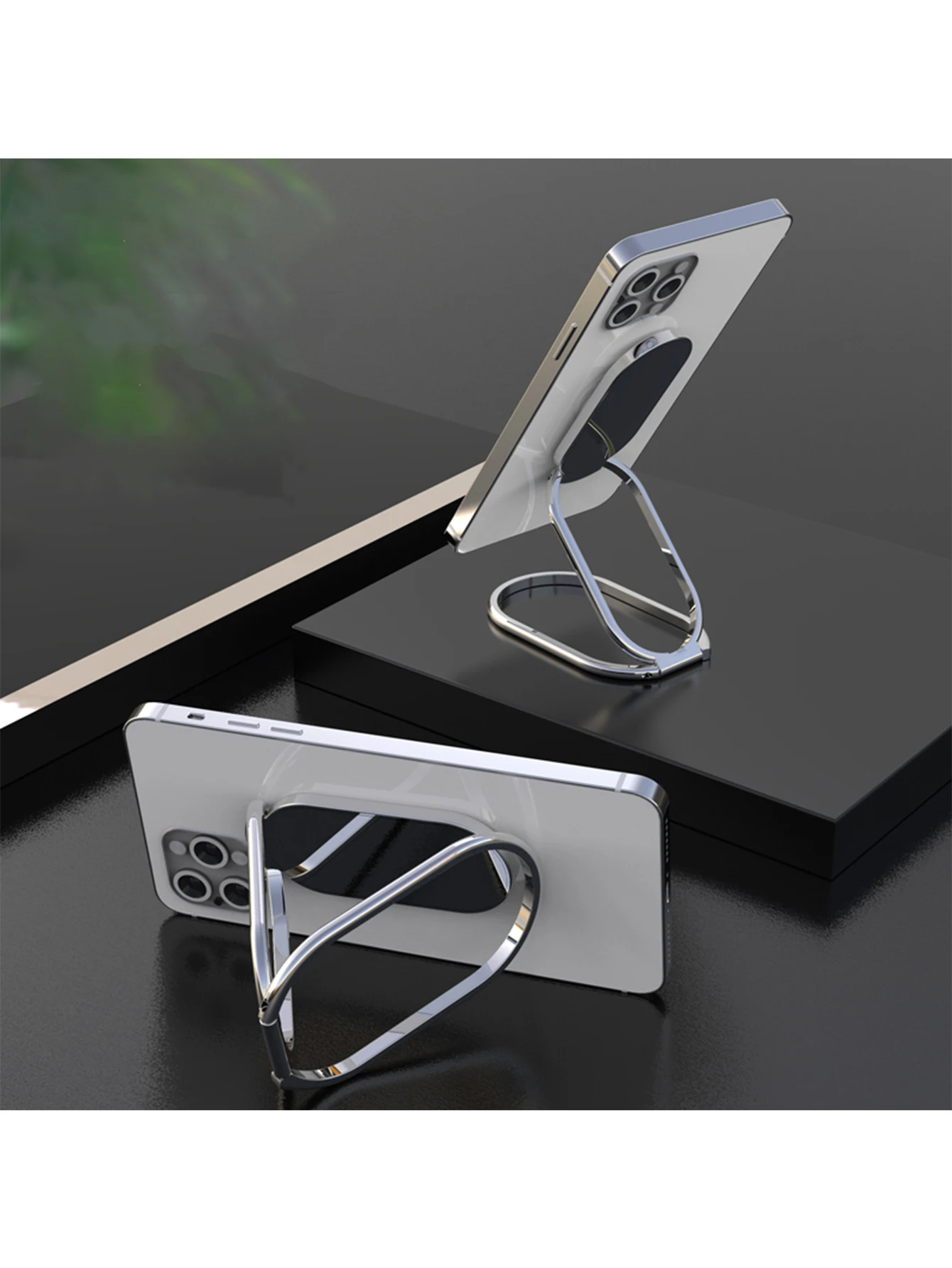 360 Degree Rotation Finger Ring Kickstand Cell Phone Ring Holder Stand with Polished Metal Phone Grip for Magnetic Car Mount