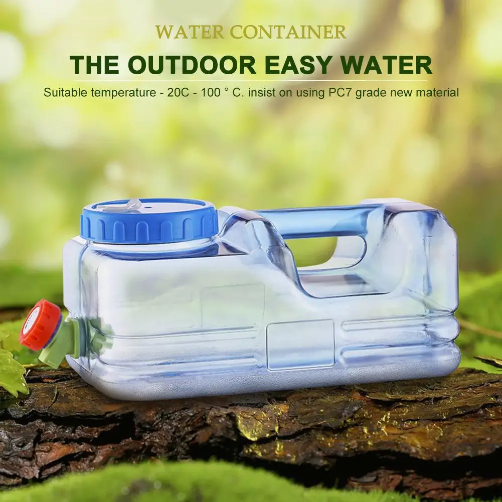 Outdoor Water Bucket Portable Water Tank Container PC with Faucet Driving Tank Picnic Camping Accsesory 5.5L/10L Capacity