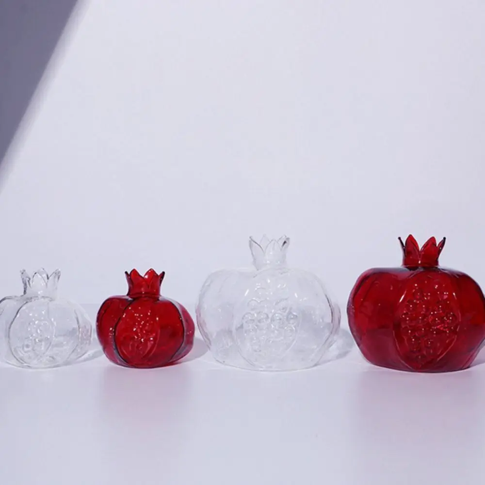 Description Picture 5 of itemMini Red Pomegranate Glass Vase Transparent Glass Hydroponic Flower Vase Pomegranate Handmade Fruit Vase Office