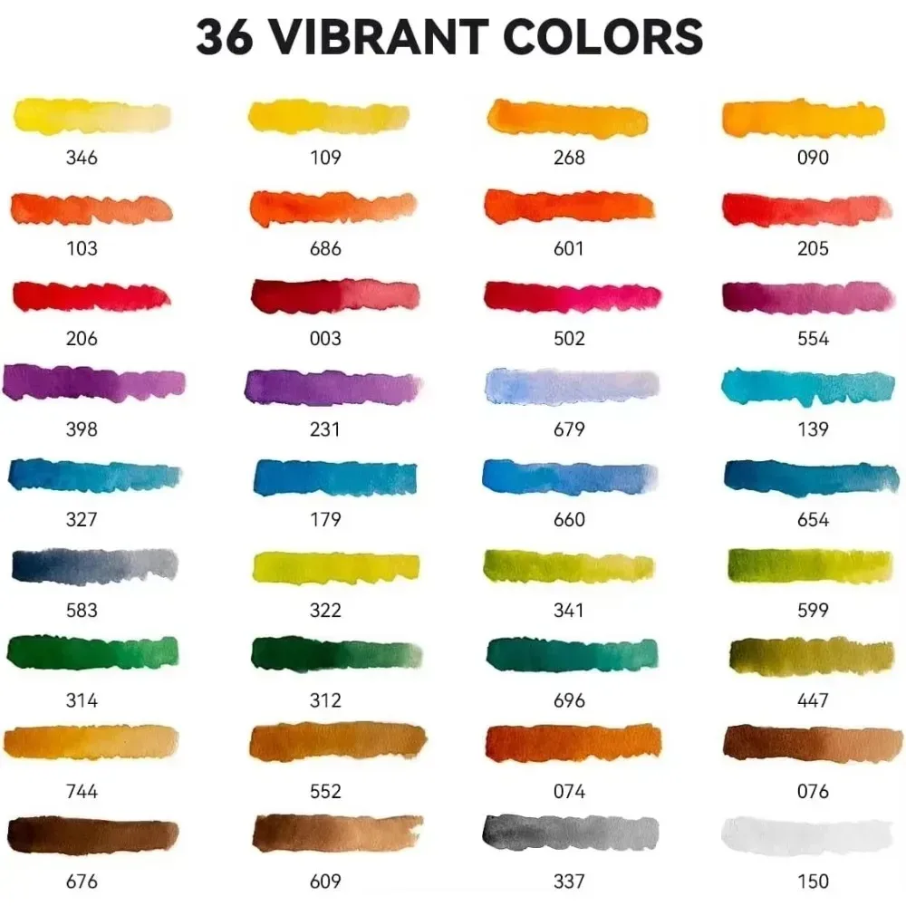 MeiLiang Watercolor Paint Set 36 Vivid Colors in Pocket Box with Metal Ring and Watercolor Brush Perfect for Students Beginne