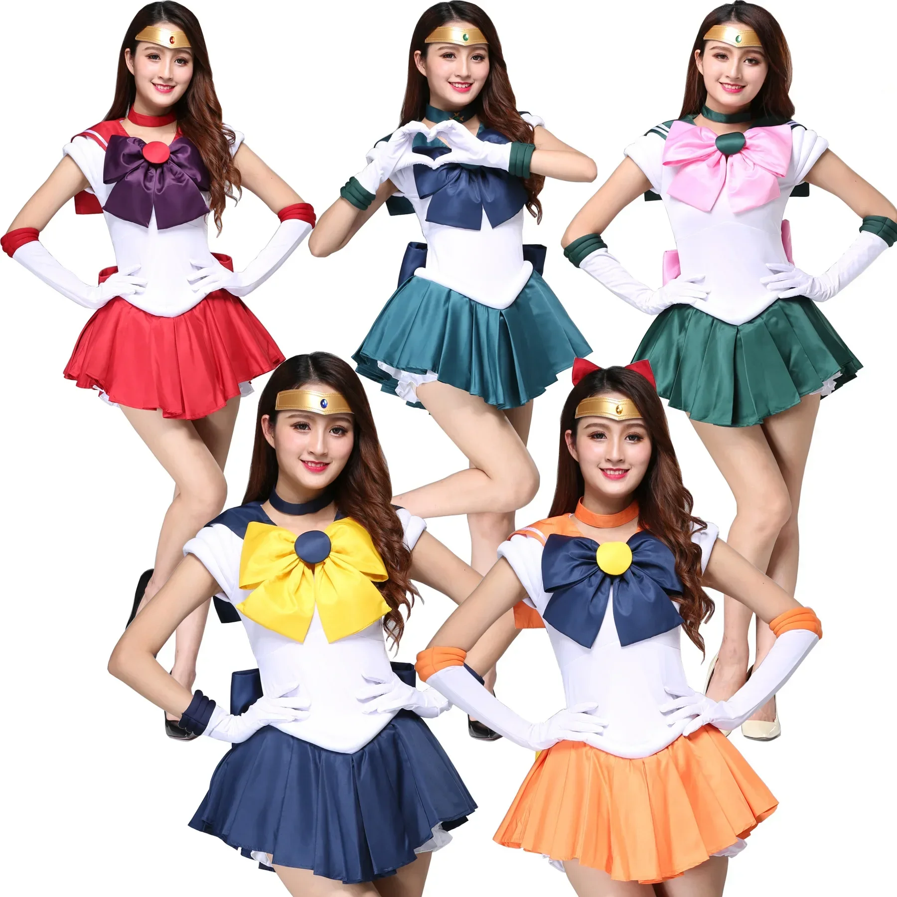 

Anime Cosplay Sailor Moon Usagi Tsukino Crystal Dress outfits Costume Halloween Party Kid Child Adult Women Plus Size