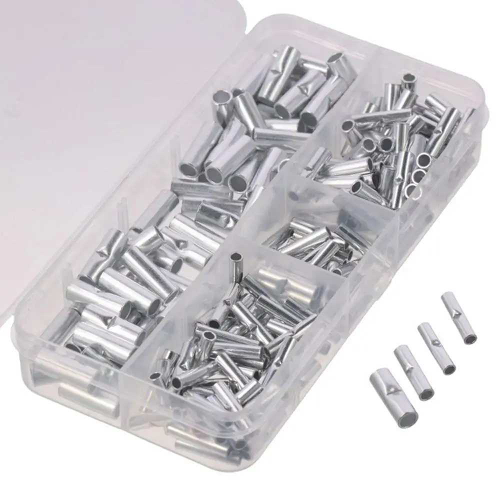 실버 주석 도금 구리 버트 스플라이스 커넥터 금속 키트, 비절연 버트 커넥터, 22-18AWG, 16-14AWG, 12-10AWG, 200 개
