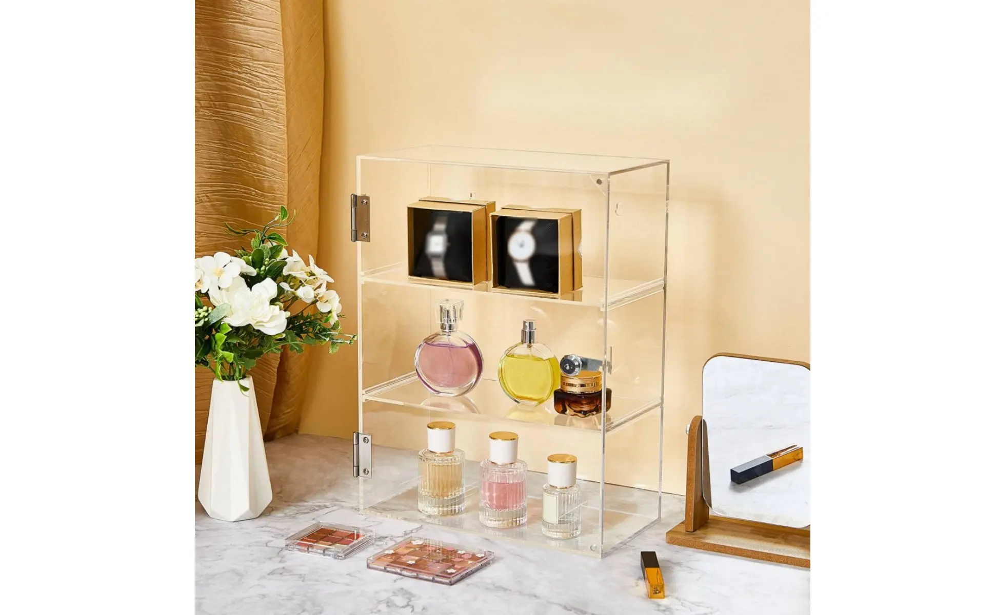 Locking Acrylic Display Case Lockable Clear Display Case 3 Tier Clear Storage Cabinet Removable Shelves for Display Locking Acrylic Display Case Lockable Clear Display Case 3 Tier Clear Storage Cabinet Removable Shelves for Display