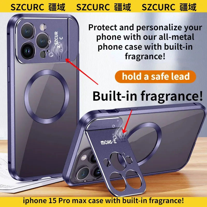 

SZcurc:for iphone 15 Pro max case All-Metal Phone Case with Aromatherapy - Protect and Personalize Your Phone with a Fresh Scent