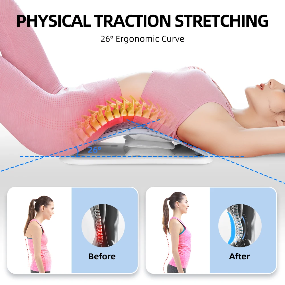 Inflatable Lumbar Stretcher Device with Air Pump Adjustable Waist Massager Traction Spine Correction Board Waist Back Relax Tool