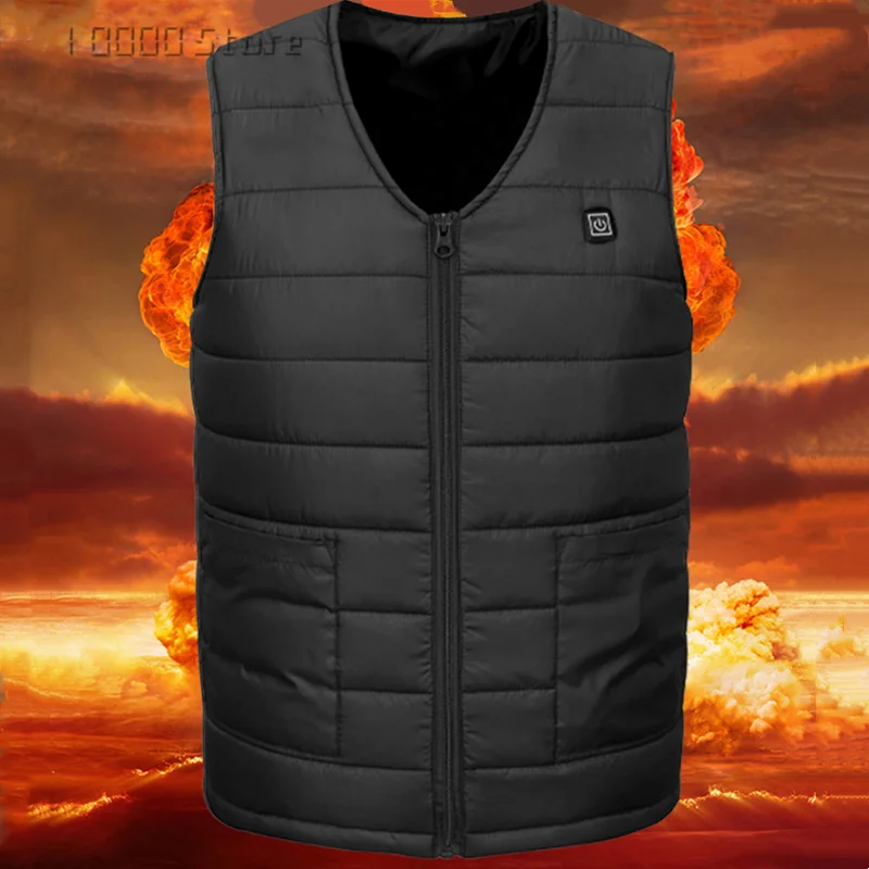 

Plus Size 10 Area Heating Vest Men/Women V-neck USB Heated Vest Smart Control Temperature Heating Jacket Coat Winter Hunting
