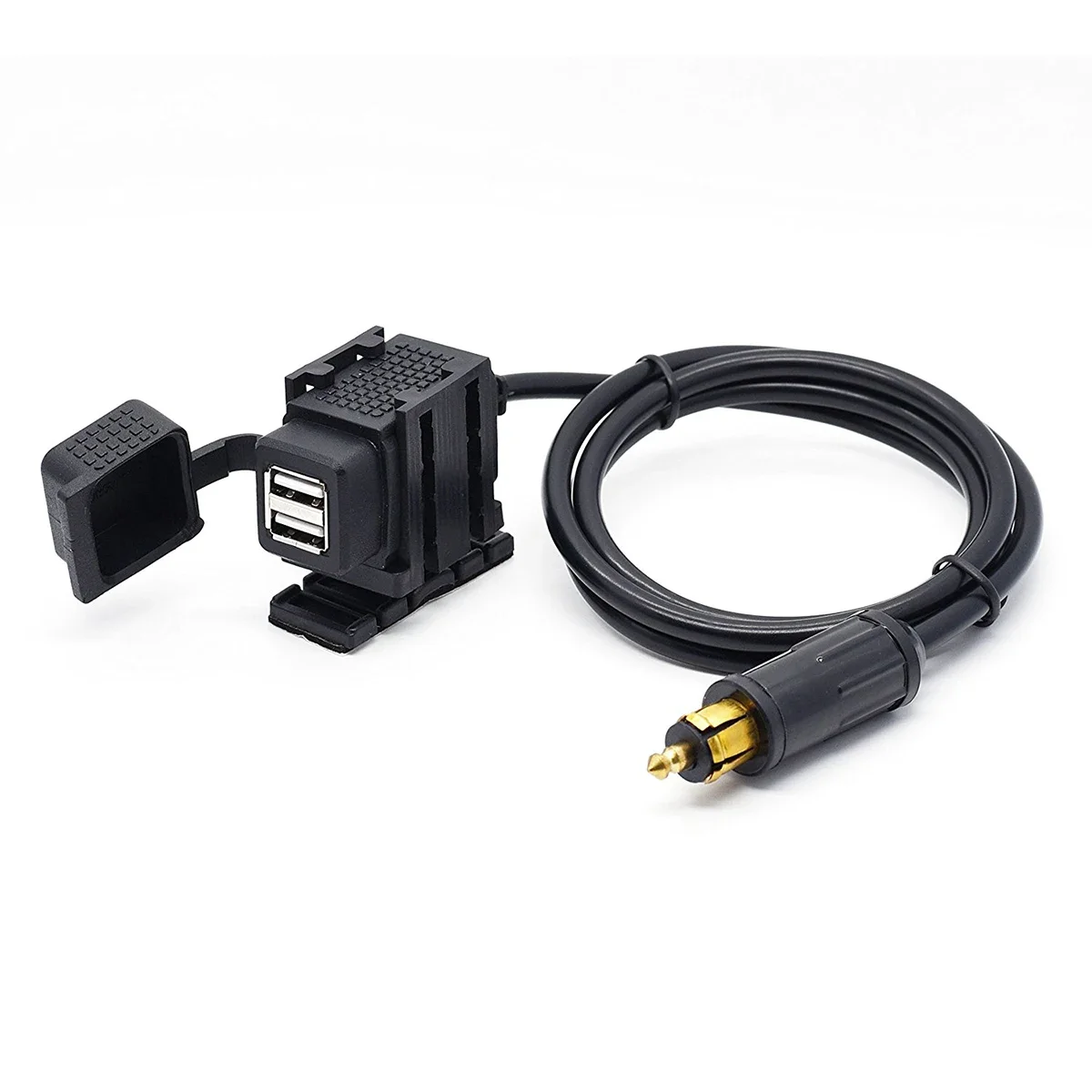BMW DIN Hella 플러그 전화/iPhone/GPS SatNav 용 160cm 케이블이있는 오토바이 4.2A 듀얼 USB 충전기 소켓 전원 어댑터