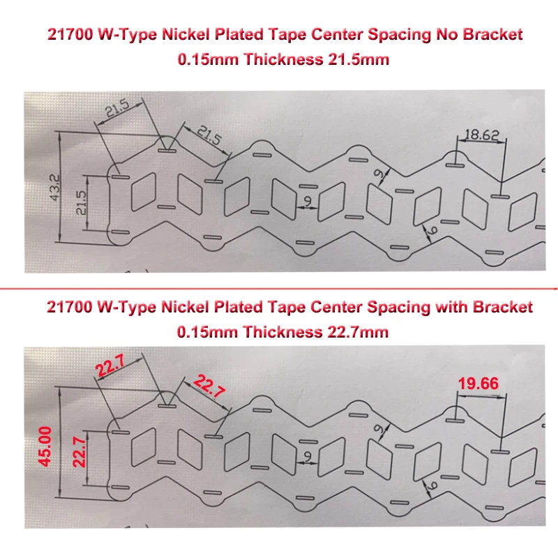 5M 21700 Lithium Battery Pack W-type Nickel-Plated Steel Strip 0.15mm Thickness 21.5mm/22.7mm Center Distance Spot Welding Nicke hot stapler plastic