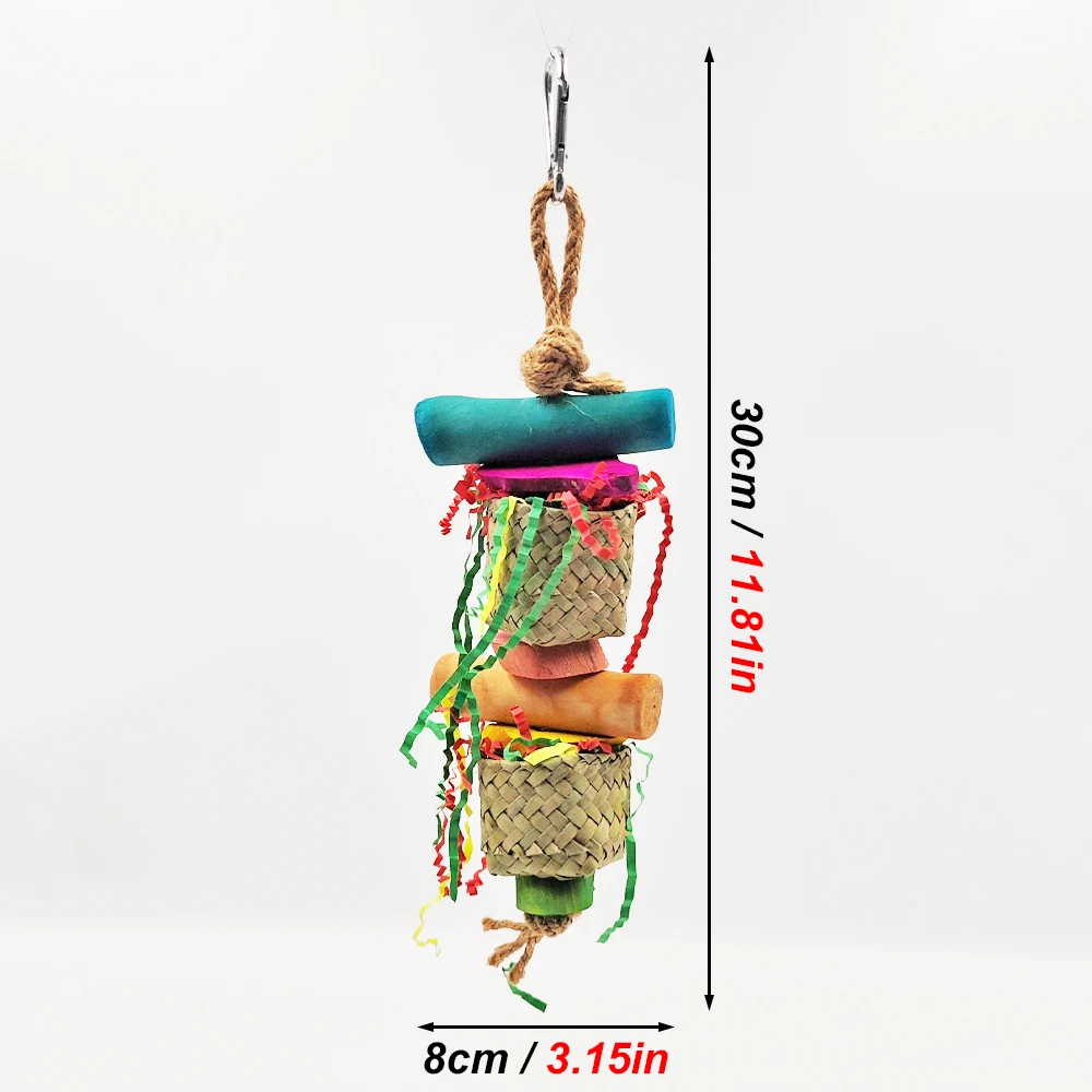 1pc Hand-made Straw Palm Leaves Bird Chew Toy Natural Bird Claw Grinding Swing Toys for Parrot Hanging Cage Pet Accessories