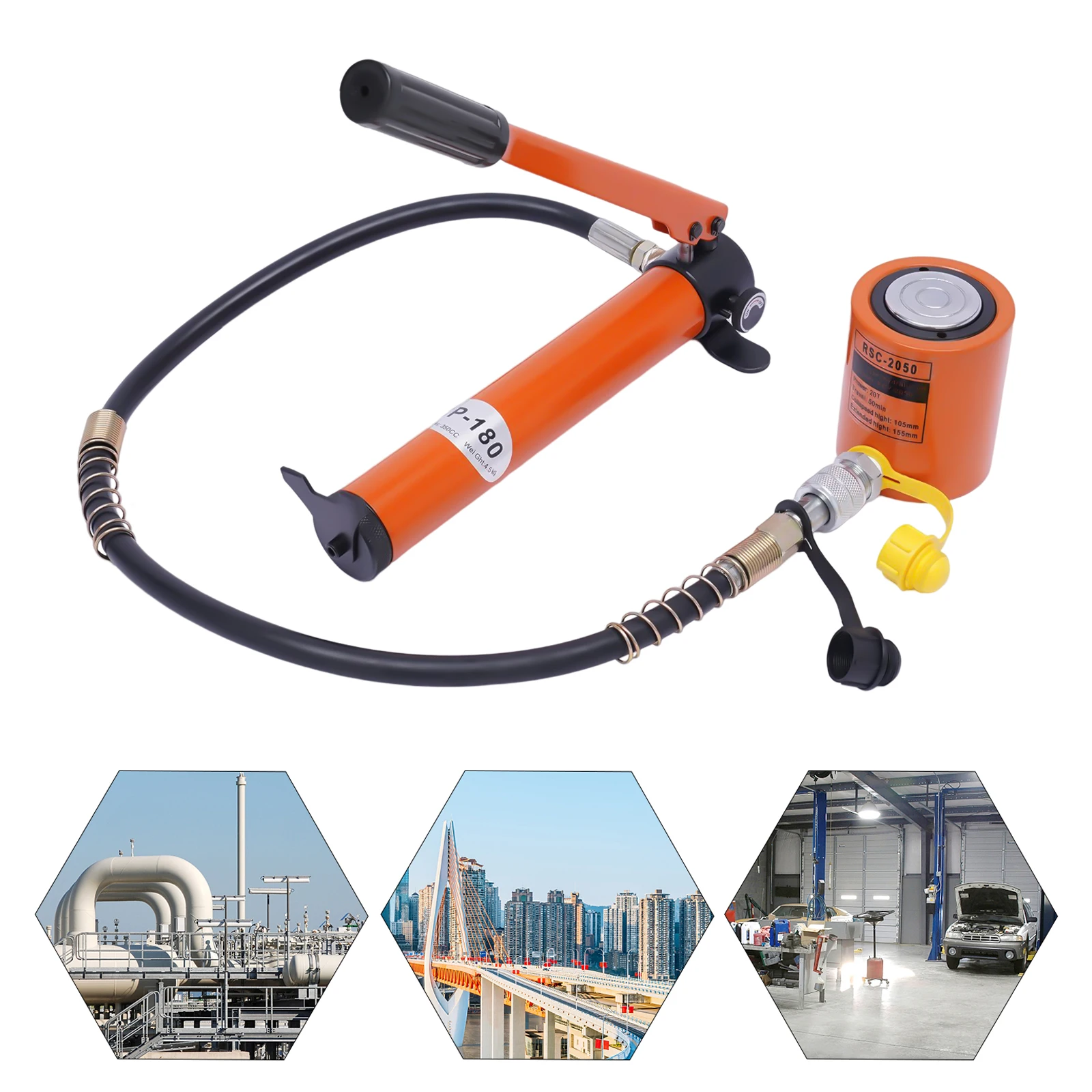 Portable Hydraulic Ram Jack Manual 20T  0.512" Stroke Mini Single Acting Lifting Cylinder for Machinery Shipbuilding 5