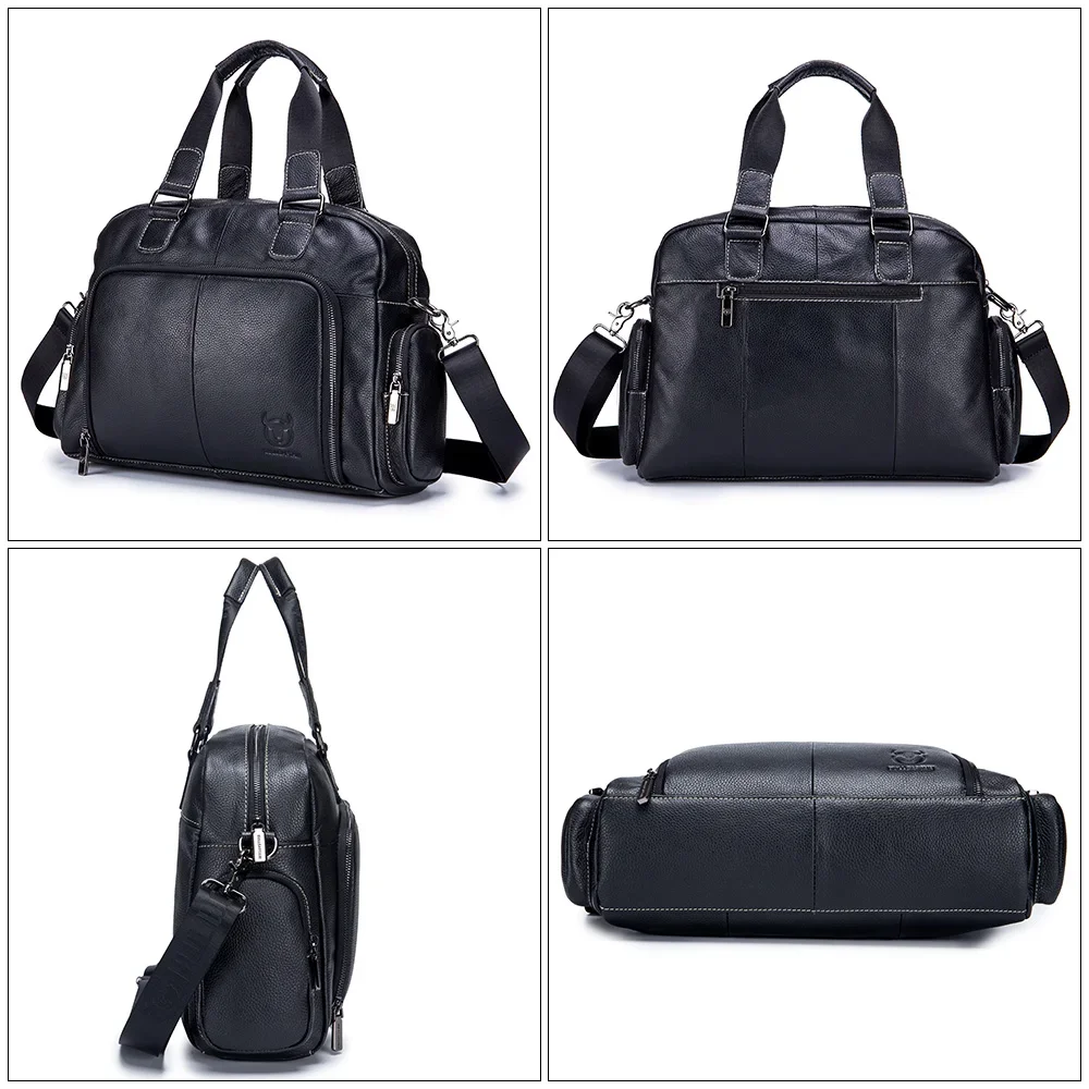 Men's leather briefcase for 14-inch laptop business travel leather briefcase