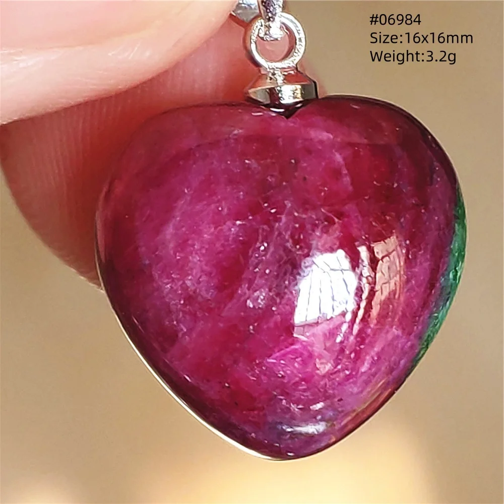 Natural Red Ruby Tumbled Pendant Jewelry Women Men Heart Love Watermelon Ruby Necklace Gemstone 925 Sterling Silver AAAAA