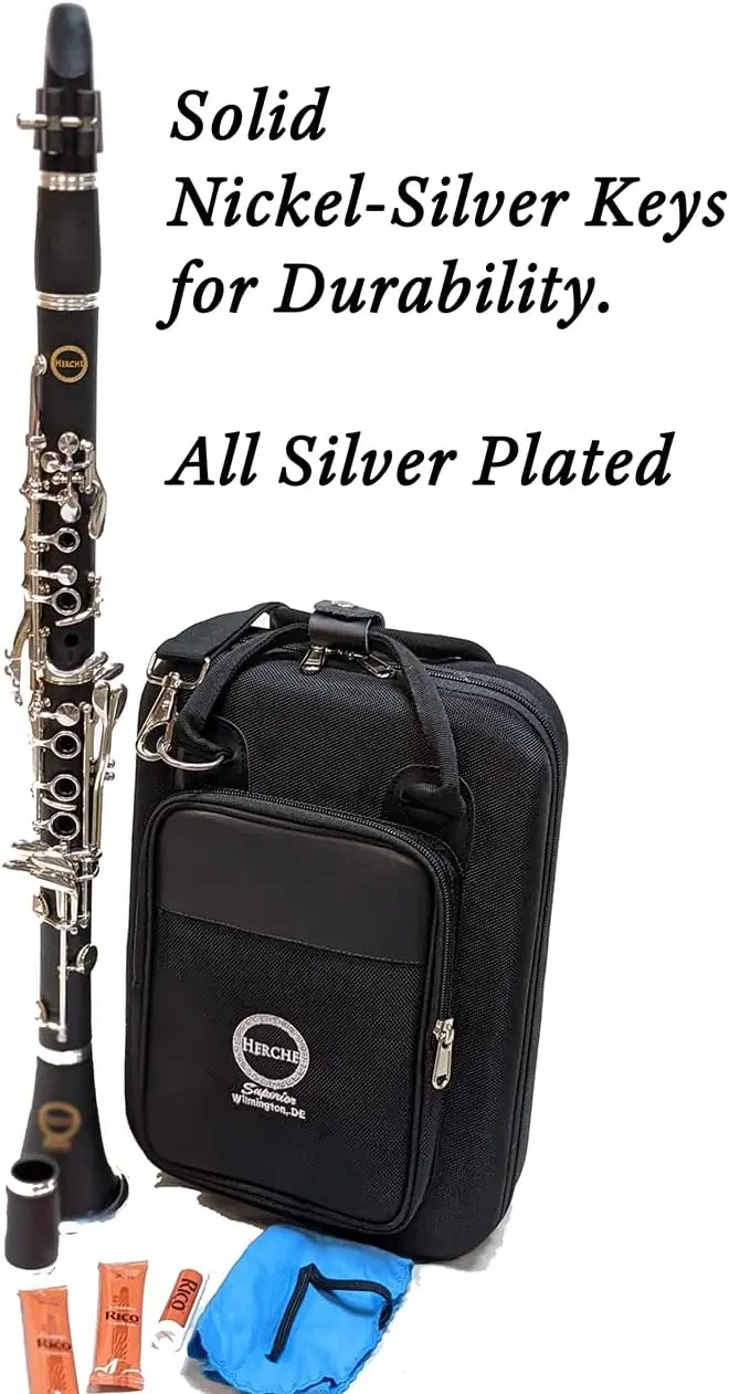 Herche Superior Bb Clarinet X3-Professional Grade Musical Instruments for All Levels-Service Plan Educator Approv