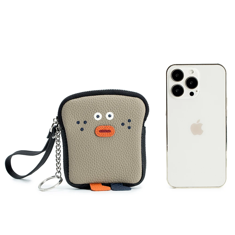 Creative leather toast zero purse handbag cartoon color bag portable ultra-thin wrist bump receive package