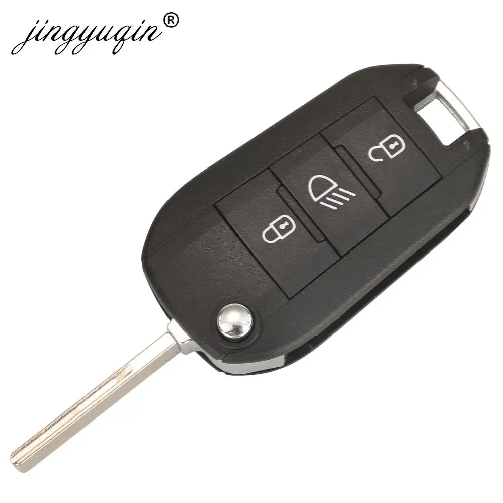 Jingyuqin 433.92Mhz ID46-pcf7941 자동차 원격 키 2/3 버튼 Fob 푸조 508 208 2008 301 308 5008 Citroen C-Elysee C4-Cactus
