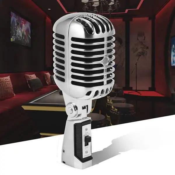 

Professional Wired Vintage Classic Microphone Good Quality Dynamic Moving Coil Mike Deluxe Metal Vocal Old Style Ktv Mic Mike