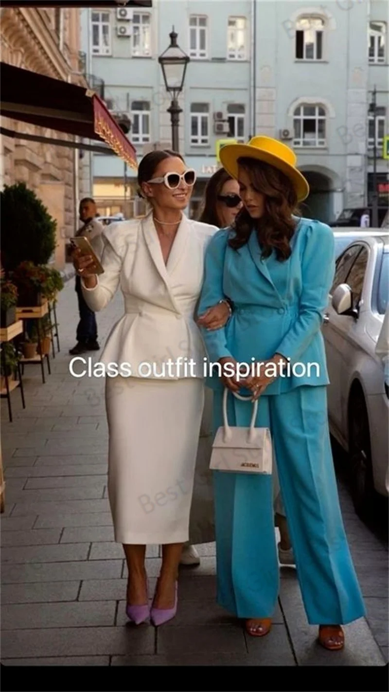 

Formal Women Skirt Suit Set For Wedding Blazer+Midi Prom Dress Designer Jacket Office Business Cotton Party Gown Custom Made