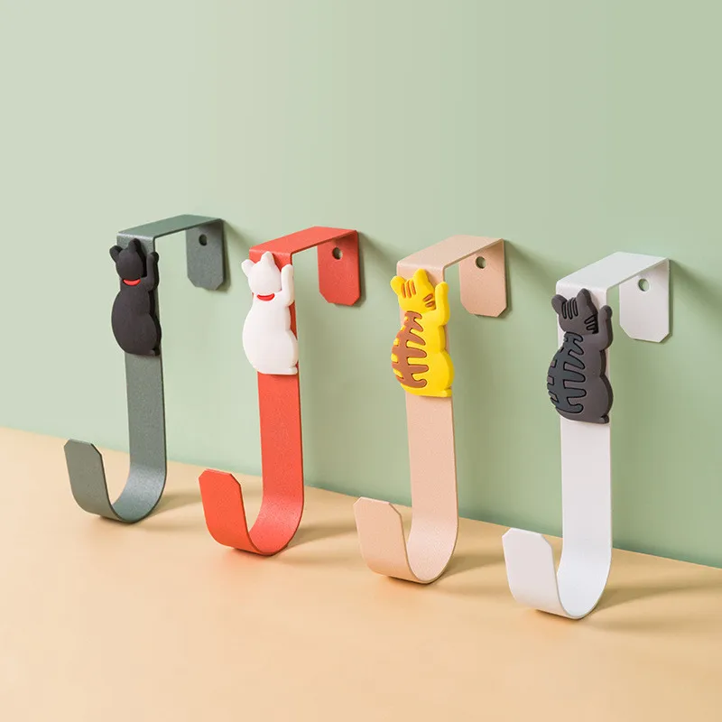 

1Pcs Cute Cat Kitchen Cabinet Door Back Hook Free Punching Bathroom Door Back Multifunctional Storage Hook Drawer Robe Hanger