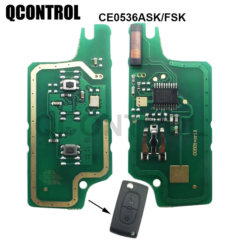 QCONTROL Car Remote Key  Circuit Board   for CITROEN C2 C3 C4 C5 Berlingo Picasso ID46 (CE0536 ASK/FSK, 2 Buttons ) 433MHz