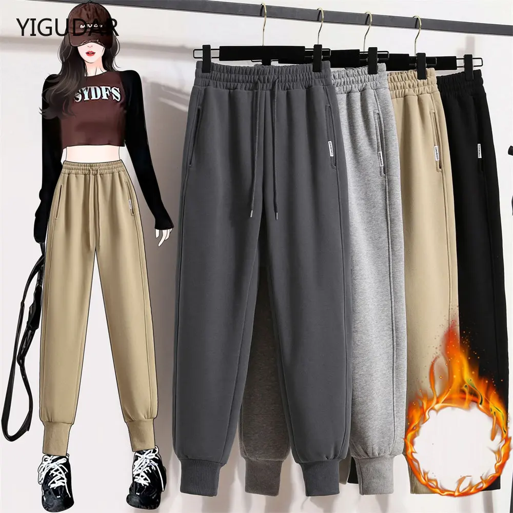 

Women Winter Lamb Fur Cashmere Slim Pants Women Casual Warm Pants Harem Pants Lined Fleece Autumn Sweatpants