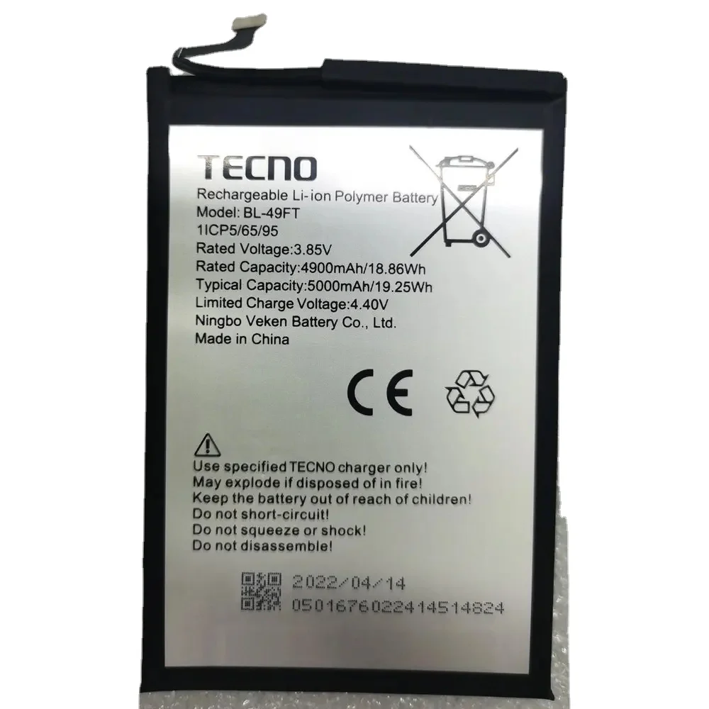 

Original BL-49FT Battery for Tecno Camon 15/CD6(CD6j)/CD7/KD6 SPARK 5 Air/KD6A BC2 POP 4 Mobile Phone