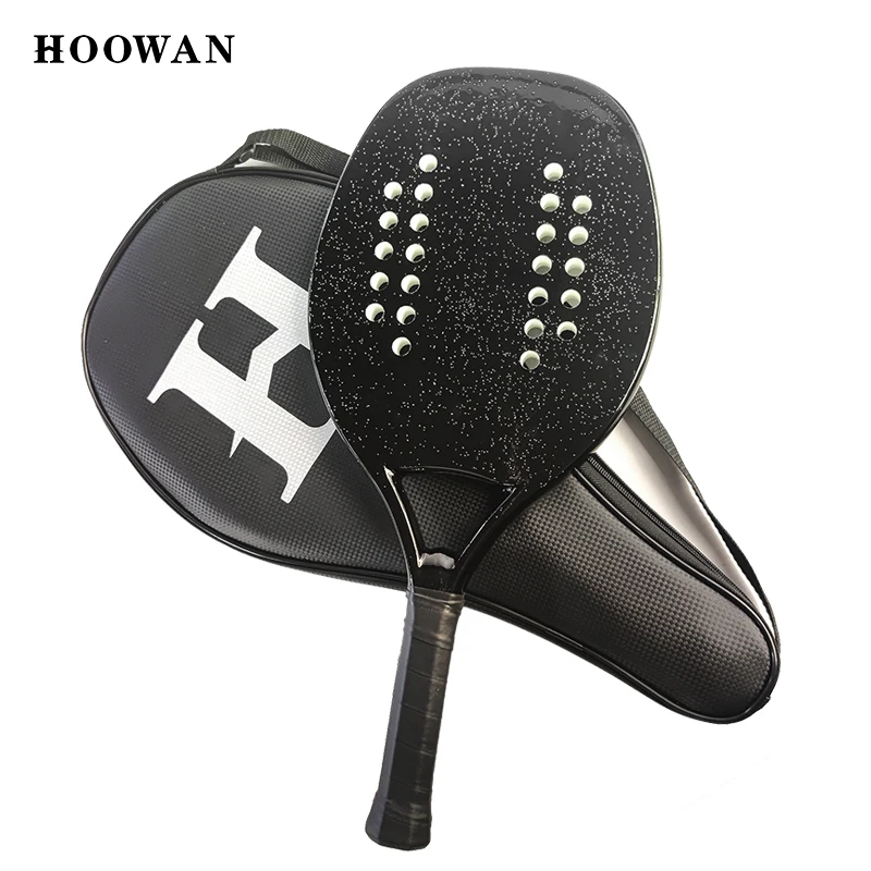 HOOWAN BLACKSHARK Beach Tennis Racket Carbon UD Graphite Rough Surface Soft White EVA Core Racket Beach Tennis 22MM tennis racket