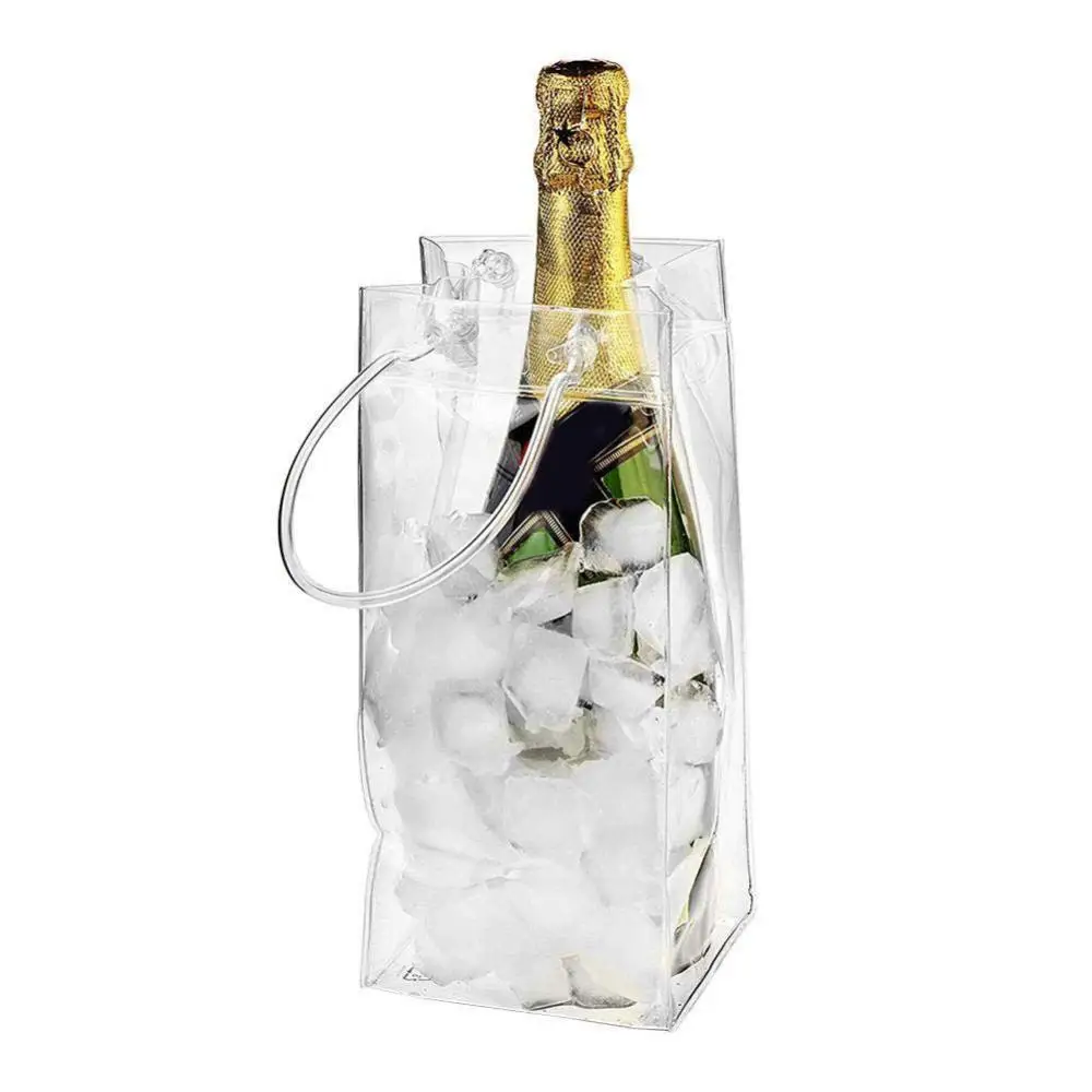 PVC Wine Bottle Freezer Bag Beer Chiller Cooler Bag Leakproof Ice Transparent Champagne Red Wine Bottle Ice Tote