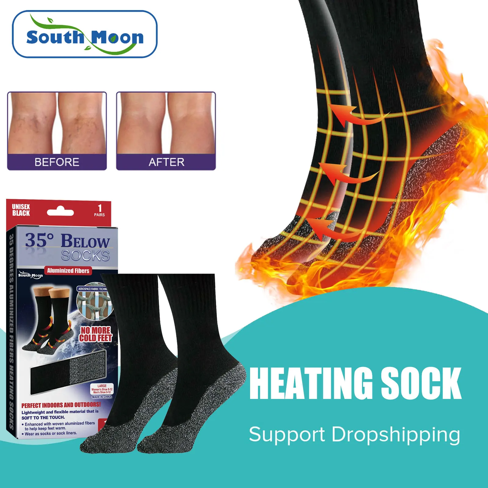 

Self-Heating Socks Warming Relief Varicose Veins Pain Phlebitis Spider Leg Treatment Anti Fatigue Blood Circulation Therapy Sock