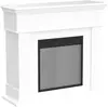 Electric Fireplace Mantel Package Wooden Surround Firebox TV Stand Free Standing  Logs,Adjustable Led Flame,Remote Control,White 4
